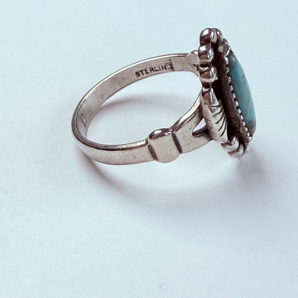 Southwest Native American Turquoise Bell Trading Post Sterling Silver VTG Ring - Picture 4 of 11